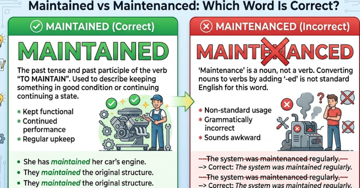 Maintained vs Maintenanced: Which Word Is Correct?