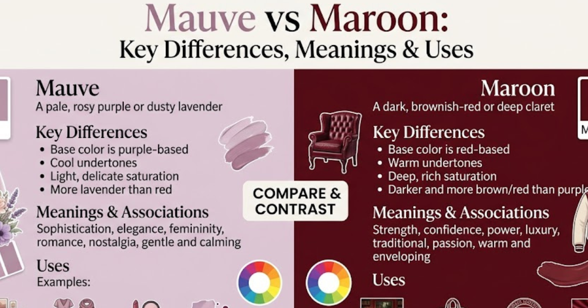 Mauve vs Maroon: Key Differences, Meanings & Uses