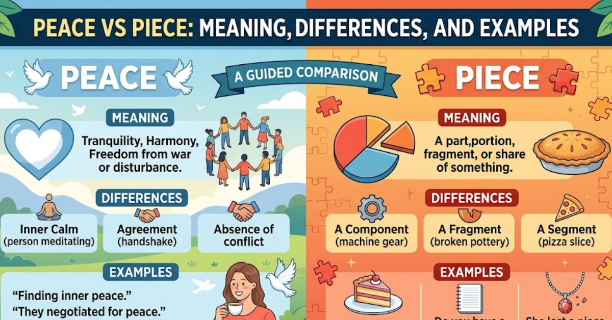 Peace vs Piece: Meaning, Differences, and Examples