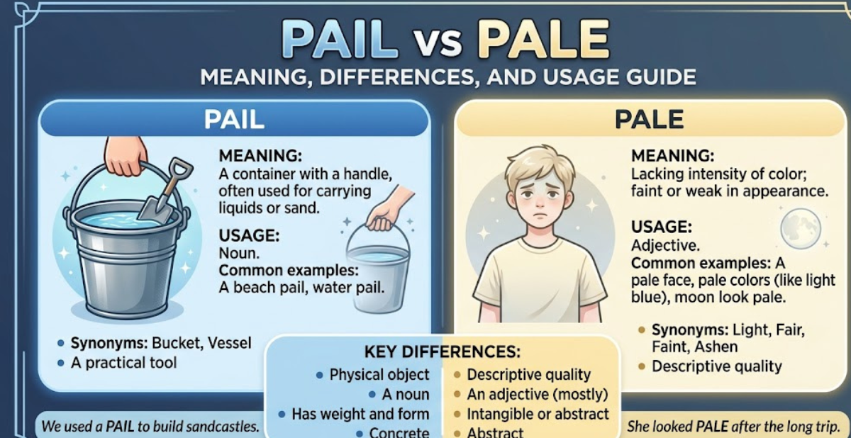 Pail vs Pale: Meaning, Differences, and Usage Guide