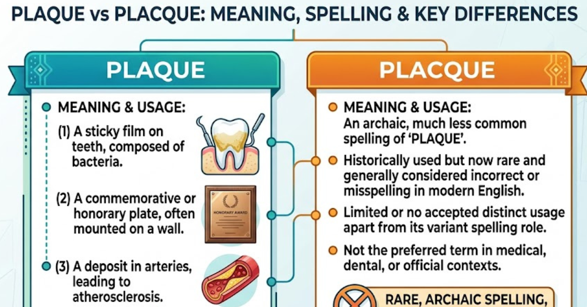 Placque vs Plaque: Meaning, Spelling & Key Differences