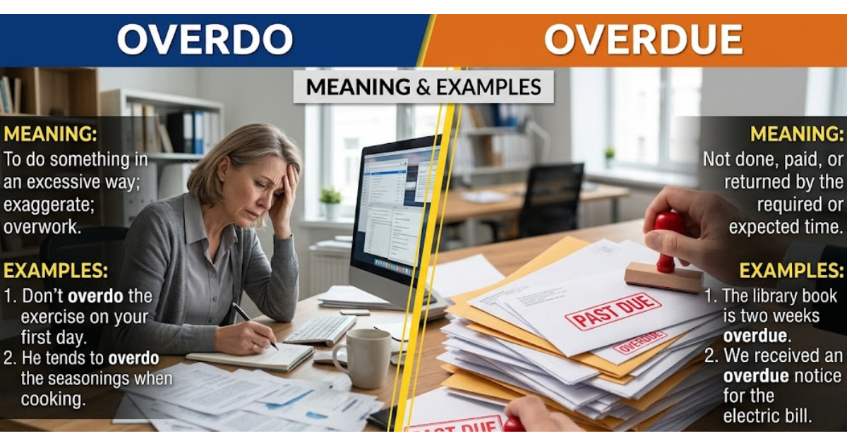 Overdo vs Overdue: Meaning, Differences & Examples